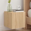 Mueble de TV de pared con luces LED roble Sonoma 30,5x35x30 cm