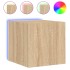 Mueble de TV de pared con luces LED roble Sonoma 30,5x35x30