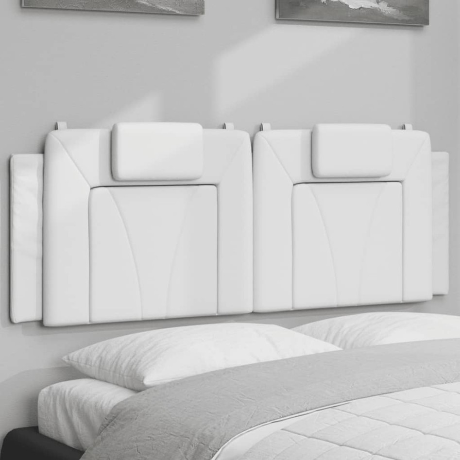 Cabecero de cama acolchado cuero sintético blanco 120