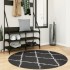 Alfombra de pelo largo moderna negro y crema Ø 120
