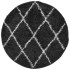 Alfombra de pelo largo moderna negro y crema Ø 120