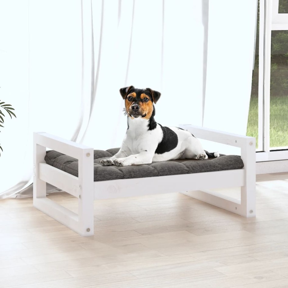Cama para perros madera maciza de pino blanco 55,5x45,5x28