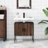 Armario lavabo baño madera ingeniería roble marrón 60x33x60