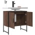 Armario lavabo baño madera ingeniería roble marrón 60x33x60