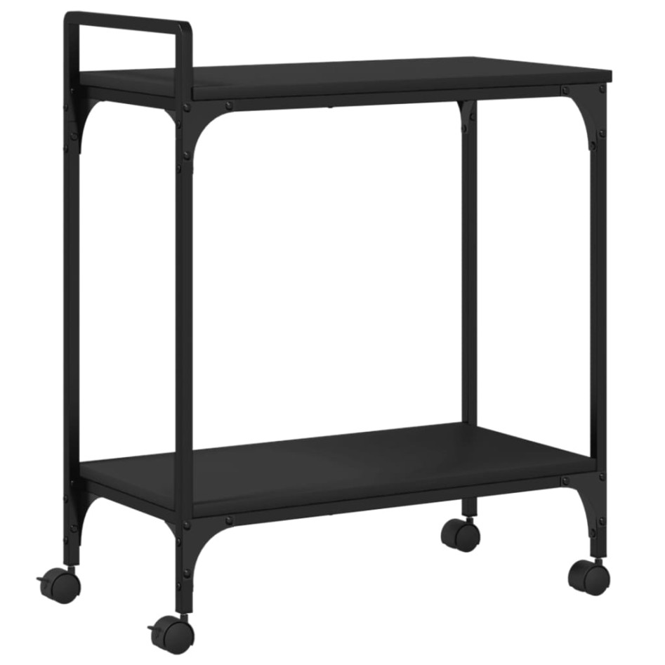 Carrito de cocina de madera de ingeniería negro 60,5x31x72,5