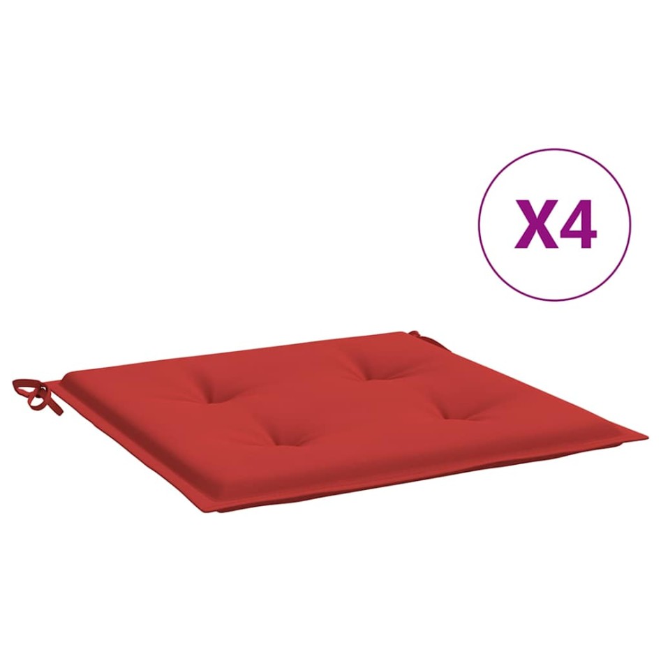 Cojines de silla de jardín 4 uds tela Oxford rojo 50x50x3