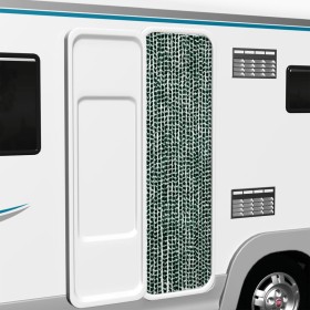 Cortina antimoscas chenilla verde y blanco 56x200