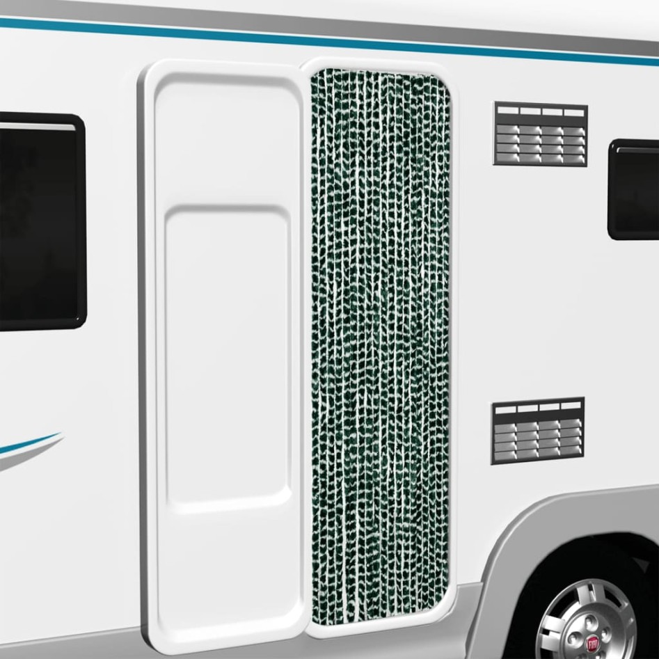 Cortina antimoscas chenilla verde y blanco 56x200