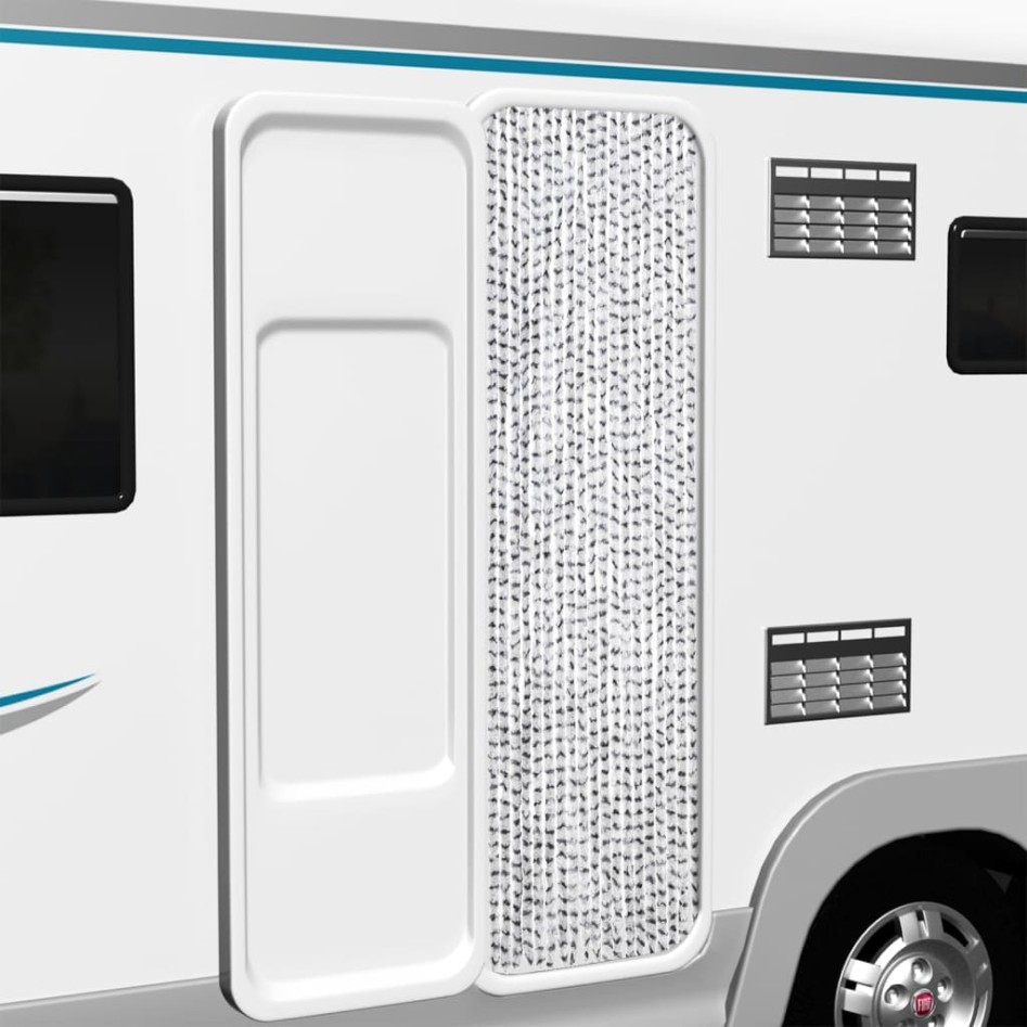 Cortina antimoscas chenilla gris claro y gris oscuro 56x200