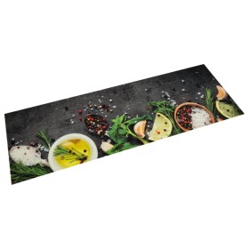 Alfombra de cocina lavable terciopelo dibujo especias 60x180