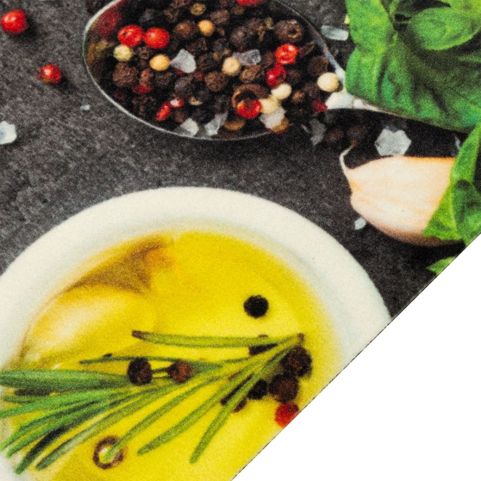 Alfombra de cocina lavable terciopelo dibujo especias 60x180