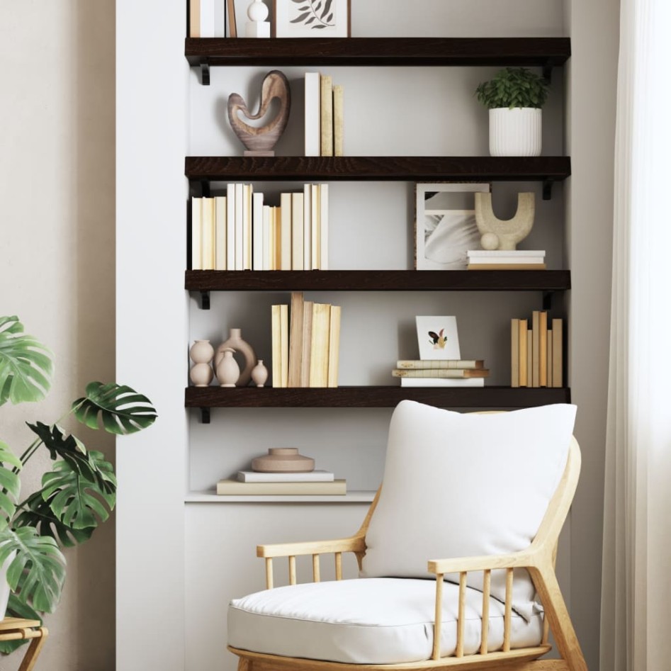 Estante pared madera roble tratada marrón oscuro