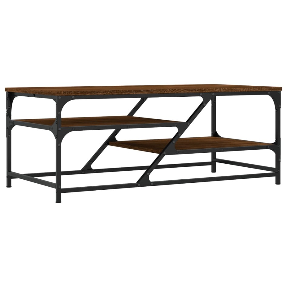 Mesa de centro madera contrachapada roble marrón 100x49x40