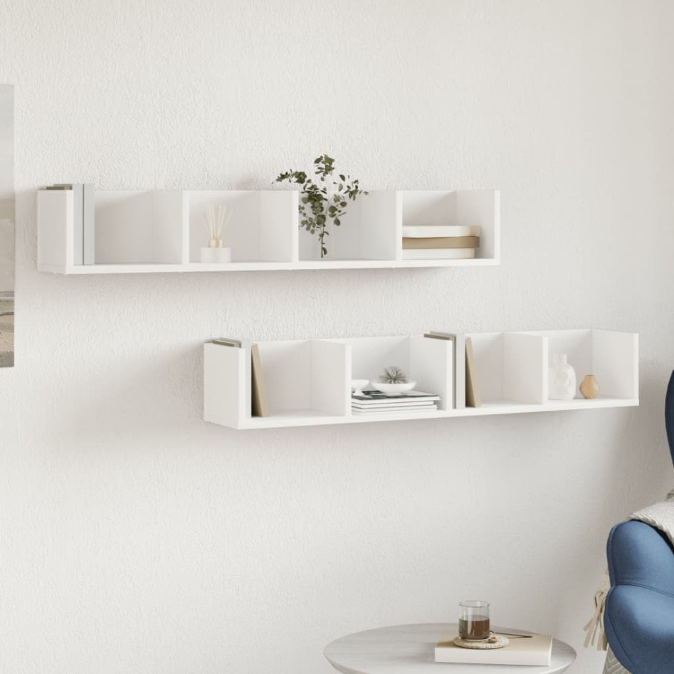 Muebles de pared 2 uds madera ingeniería blanco 99x18x16,5