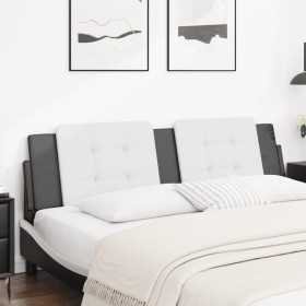 Cabecero de cama acolchado cuero sintético blanco negro 180