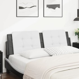 Cabecero de cama acolchado cuero sintético blanco negro 160