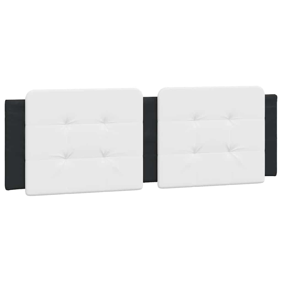 Cabecero de cama acolchado cuero sintético blanco negro 160