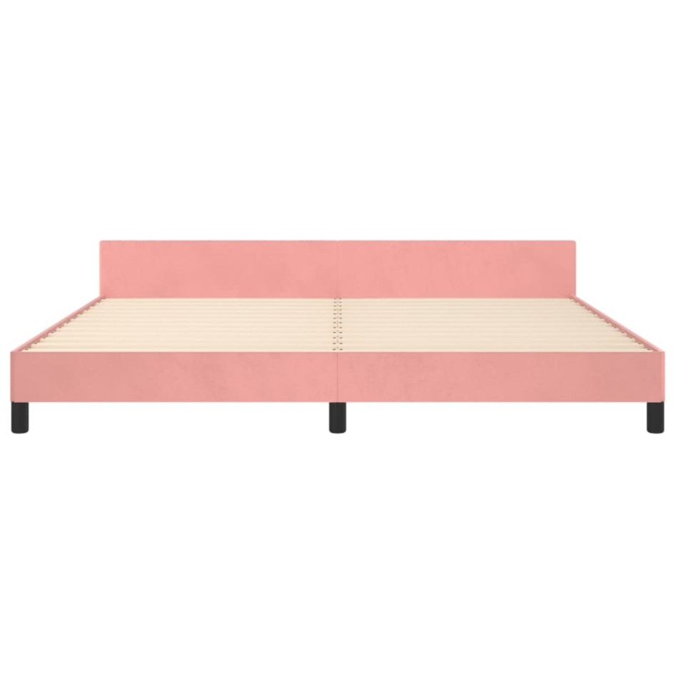 Estructura de cama con cabecero de terciopelo rosa 200x200