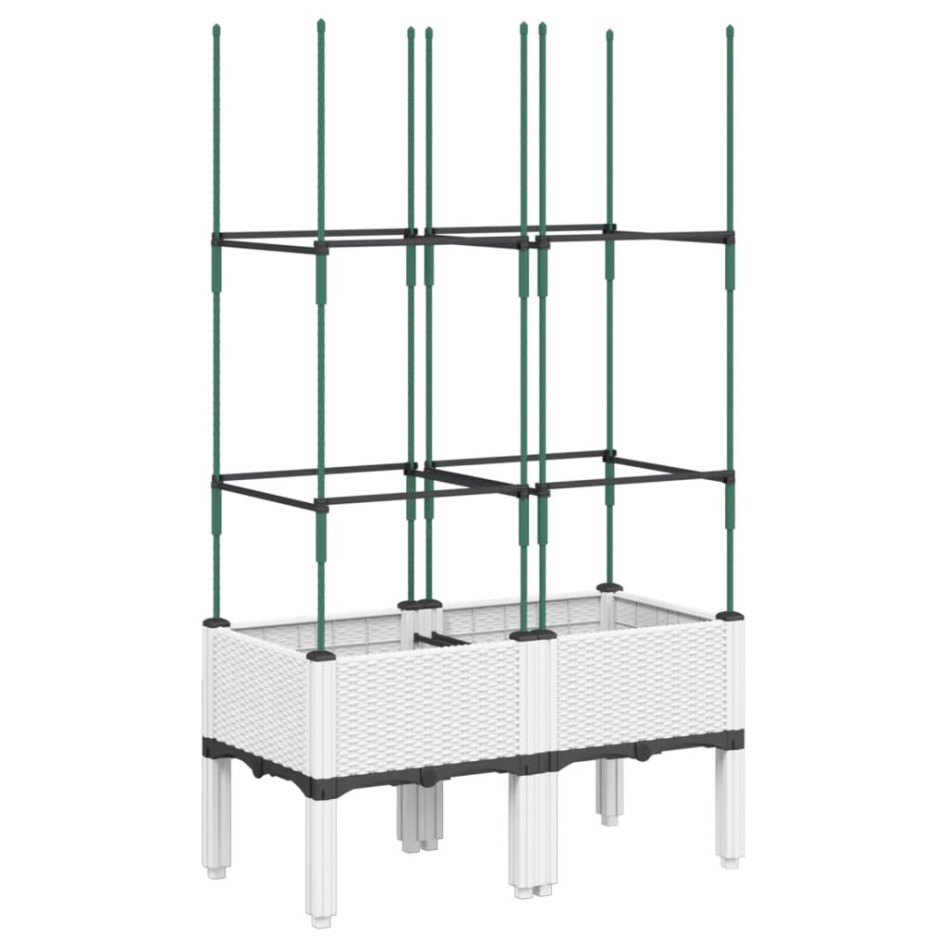 Jardinera con enrejado PP blanco 80x40x142,5