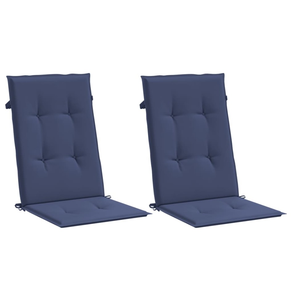 Cojines para silla con respaldo alto 2 uds tela azul