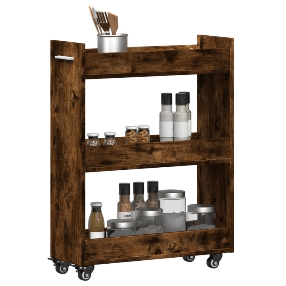 Armario con ruedas madera ingeniería roble ahumado 60x22x79