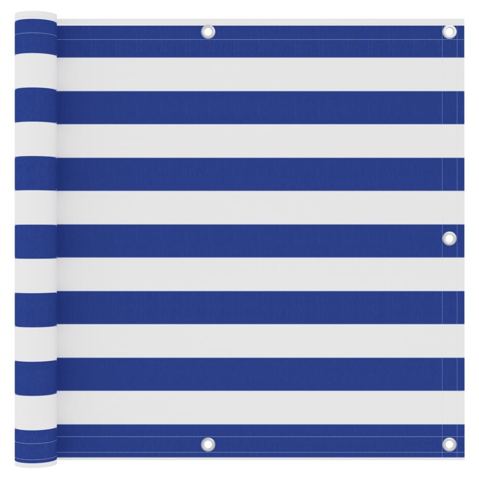 Toldo para balcón tela oxford blanco y azul 90x600