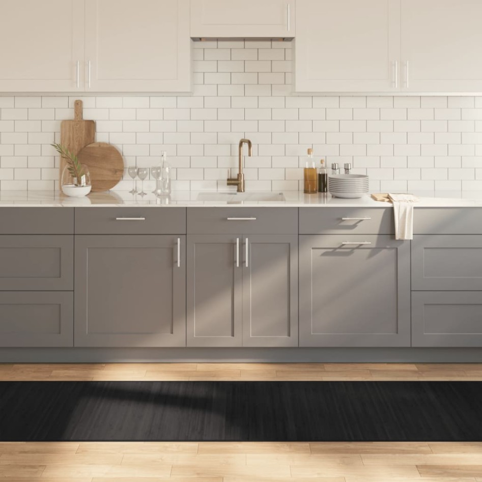 Alfombra rectangular bambú negro 70x500