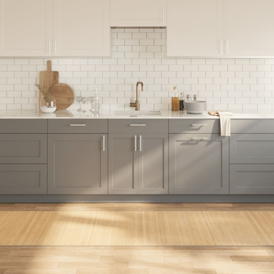 Alfombra rectangular bambú color natural claro 80x500