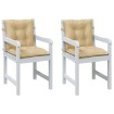 Cojines silla respaldo bajo 2 ud tela beige melange 100x50x7 cm