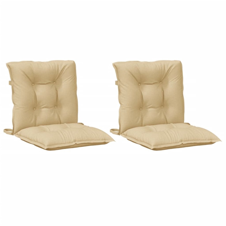 Cojines silla respaldo bajo 2 ud tela beige melange 100x50x7