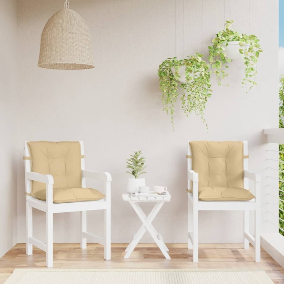 Cojines silla respaldo bajo 2 ud tela beige melange 100x50x7