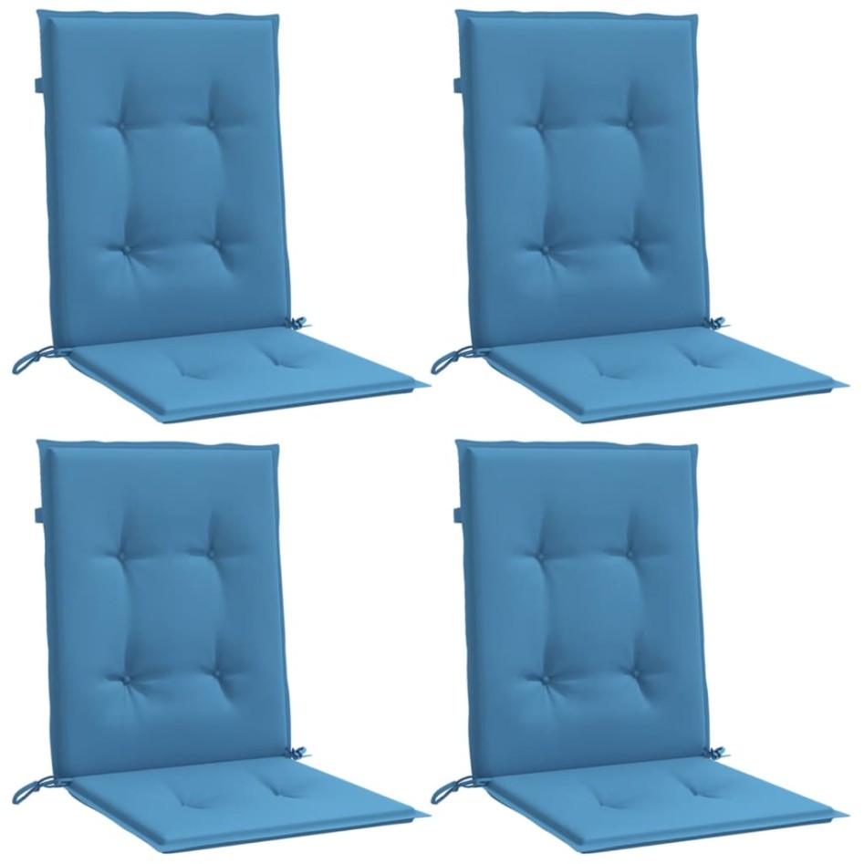 Cojines silla respaldo bajo 4 ud tela azul melange 100x50x4