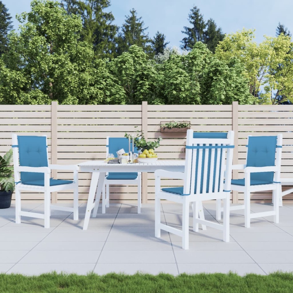 Cojines silla respaldo bajo 4 ud tela azul melange 100x50x4