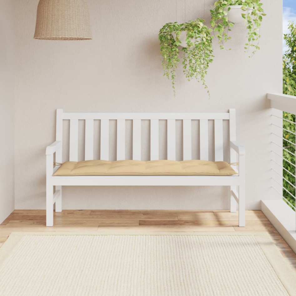 Cojín para banco de jardín tela beige melange 150x50x7