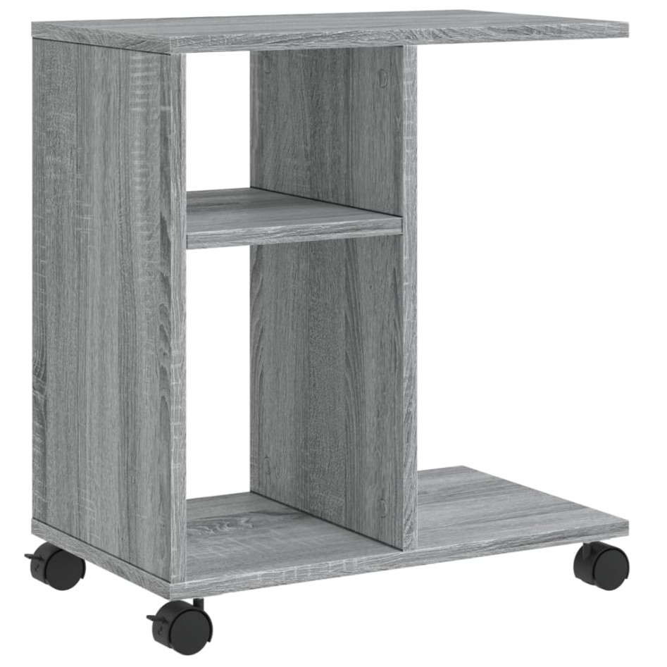 Mesa auxiliar ruedas madera ingeniería gris Sonoma 50x30x55