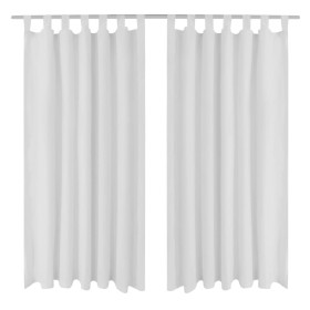 Cortinas de micro-raso con bucles 2 unidades blanco 140x245