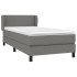 Cama box spring con colchón tela gris oscuro 90x200