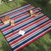 Manta de picnic plegable terciopelo rayas rojo azul 200x200 cm