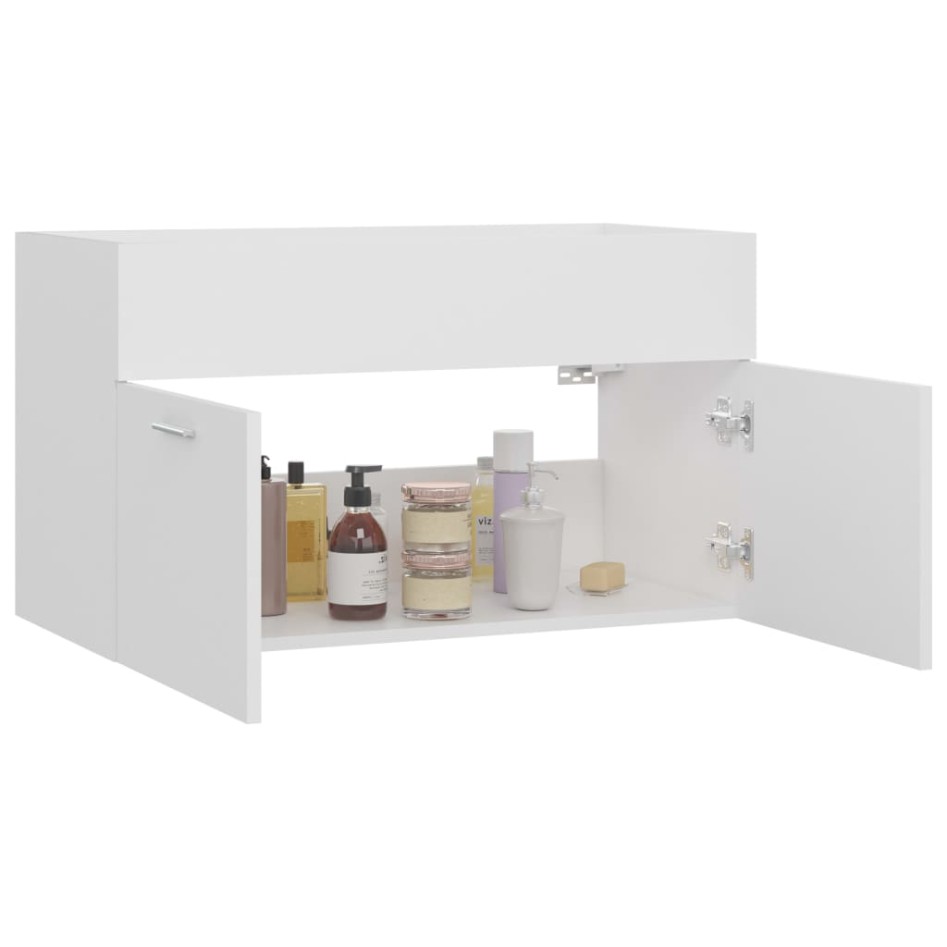 Armario para lavabo madera contrachapada blanco 80x38,5x46