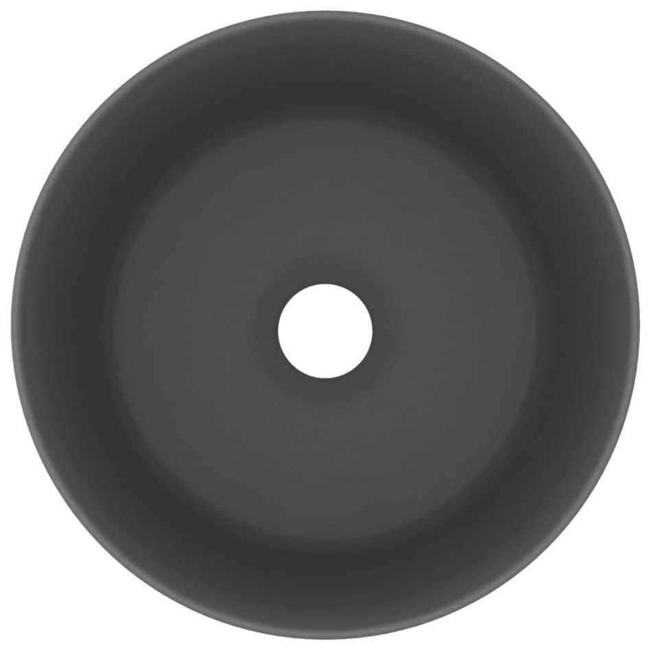 Lavabo de lujo redondo cerámica gris oscuro mate 40x15