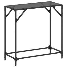 Mesa consola con superficie de vidrio negro acero 80x35x81