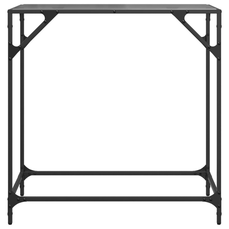 Mesa consola con superficie de vidrio negro acero 80x35x81