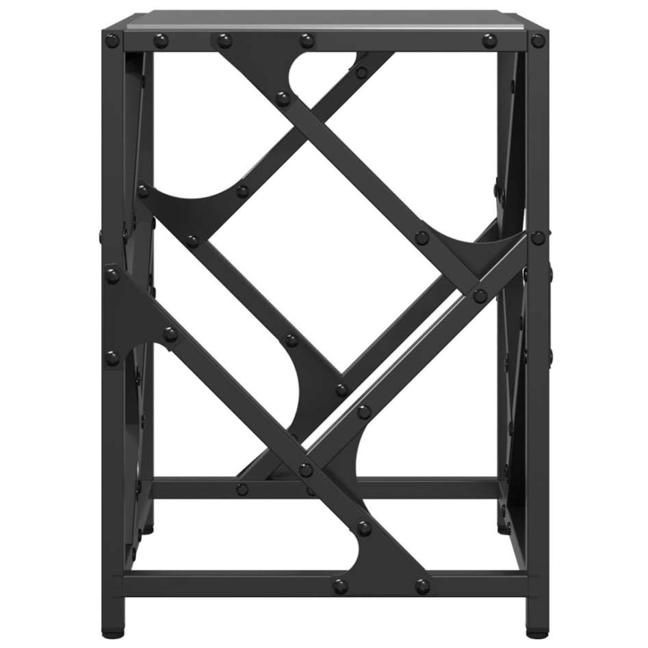 Mesa de centro de acero y superficie vidrio negro 30x30x41