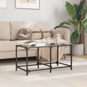 Mesa de centro superficie de vidrio acero negra 78,5x40x40