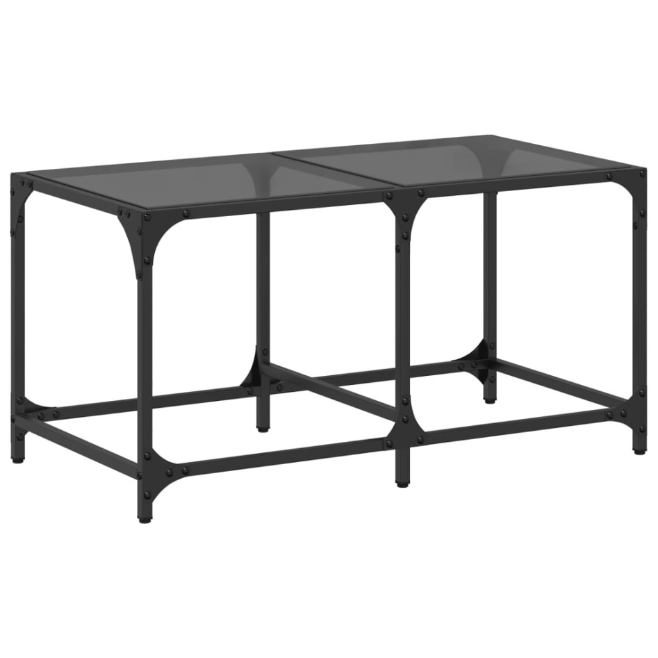 Mesa de centro superficie de vidrio acero negra 78,5x40x40