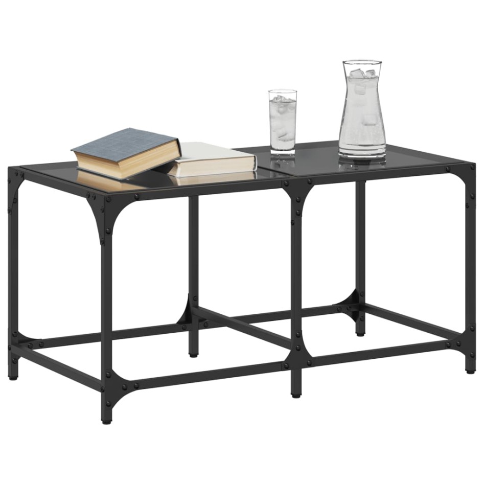 Mesa de centro superficie de vidrio acero negra 78,5x40x40