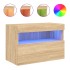 Mueble de TV de pared con luces LED roble Sonoma 60x30x40