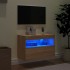 Mueble de TV de pared con luces LED roble Sonoma 60x30x40