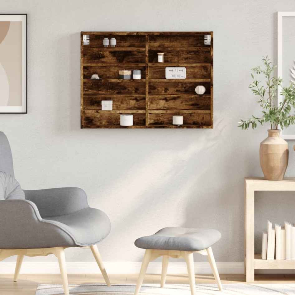 Vitrina de madera de ingeniería roble ahumado 80x8,5x58