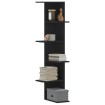 Estantería de pared de esquina madera negra 36,5x36,5x140 cm
